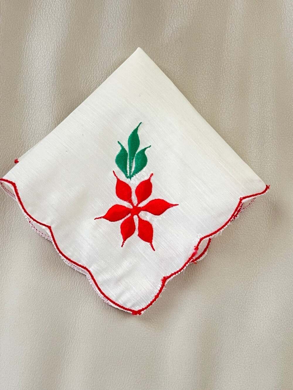 Vintage Ivory Embroidered Lovely Hankie